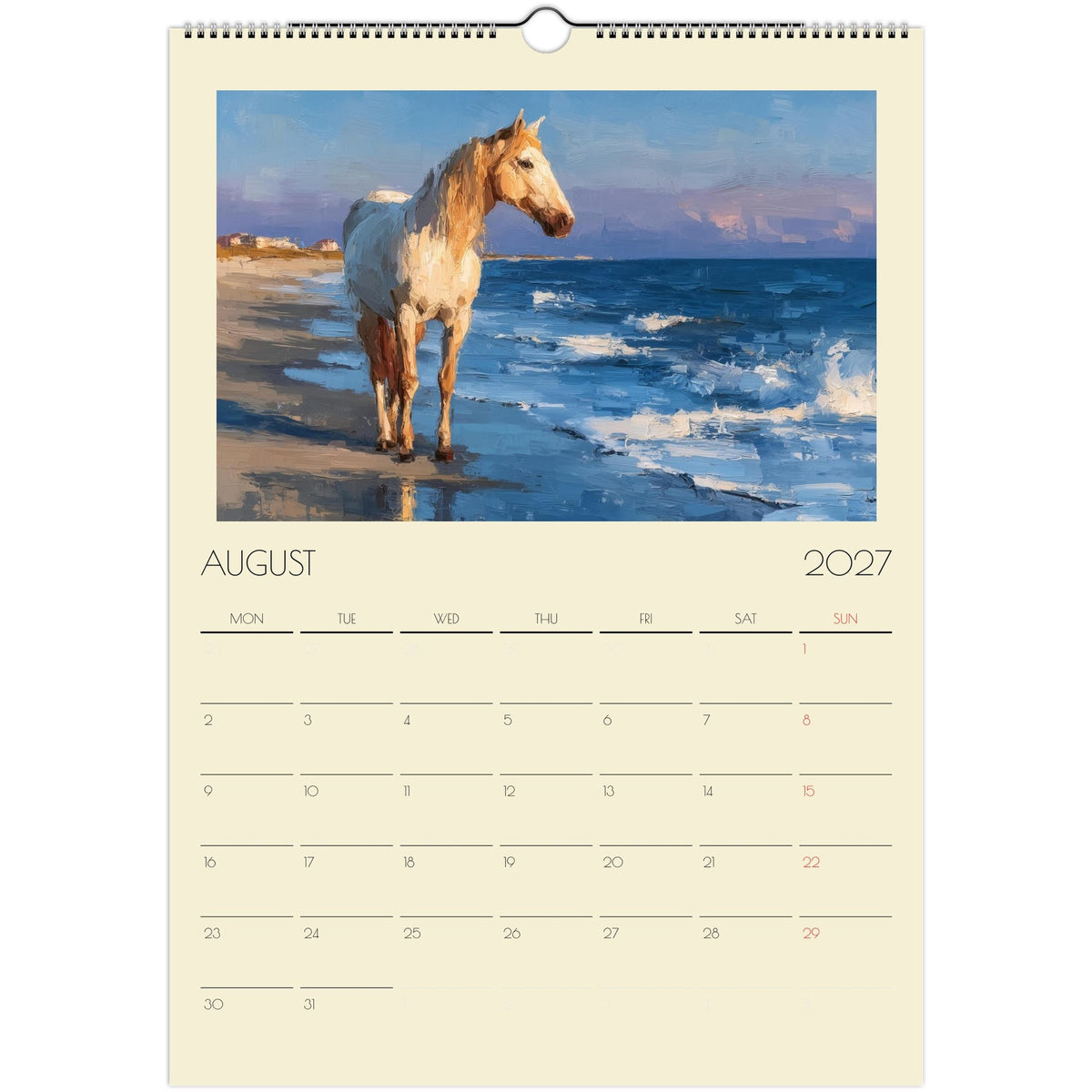 A3 impasto style horse artwork print from the 2027 Horse Art Calendar UK by Salt Air Gallery, featuring vibrant horse paintings.