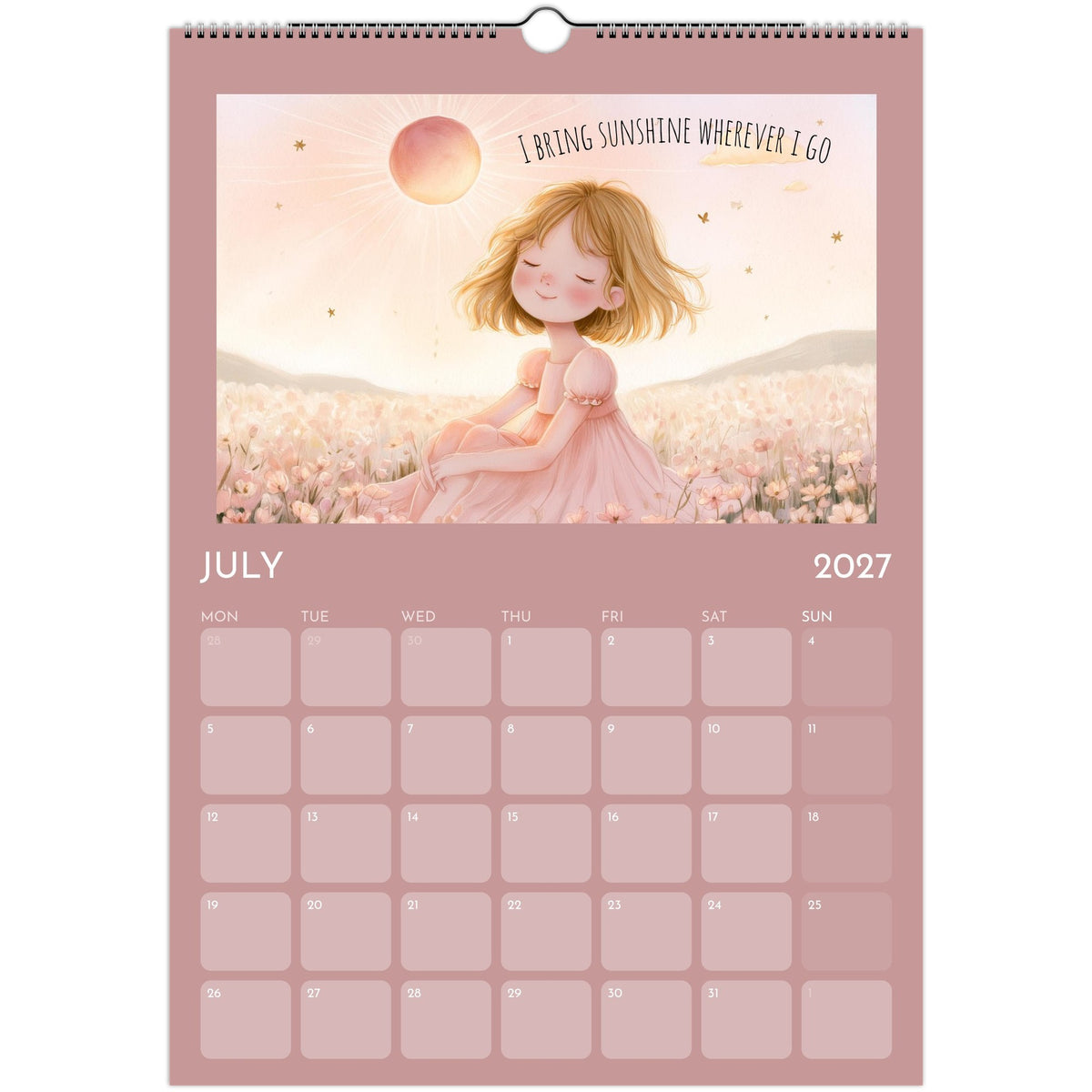 Salt Air Gallery girl positive affirmations A3 wall calendar 2027 print featuring inspiring messages on high-quality paper