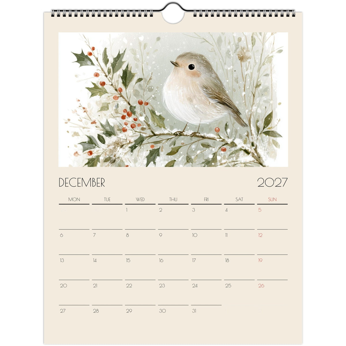 Wildlife Illustrated Wall Calendar 2027 by Salt Air Gallery featuring whimsical country wildlife prints, 8x11.5 inches.