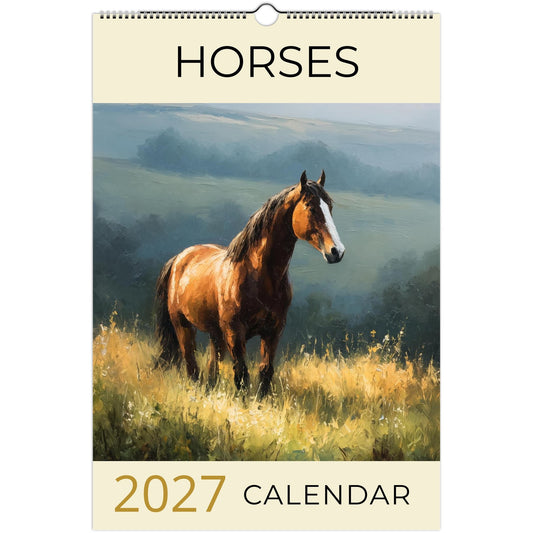 Salt Air Gallery 2027 horse art calendar print featuring detailed equestrian illustrations for US and Canada.