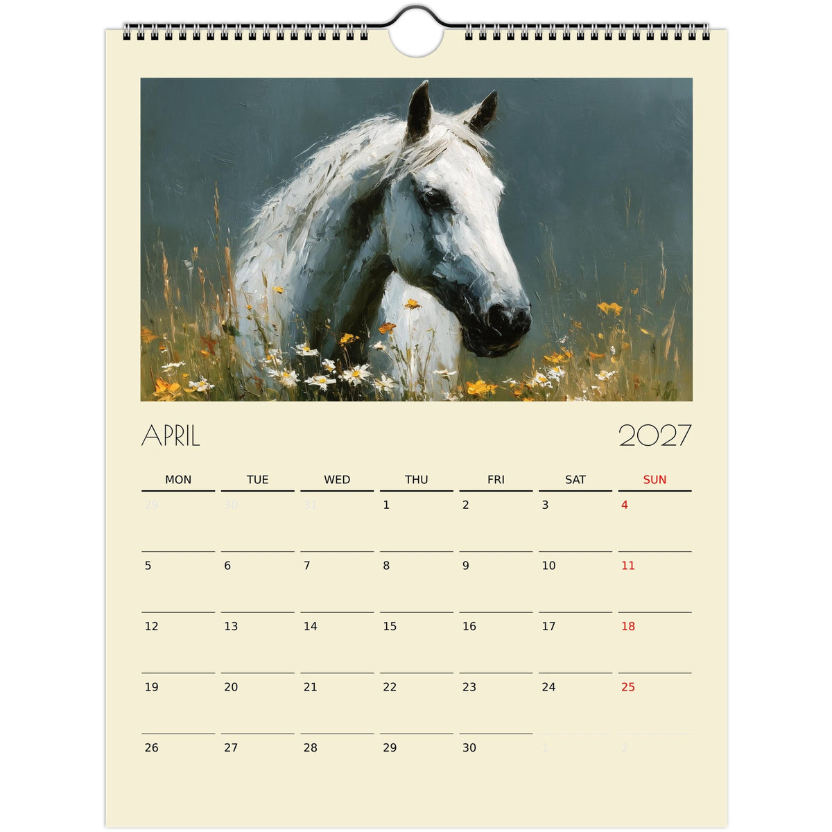 2027 Horse Art Calendar by Salt Air Gallery featuring vibrant horse illustrations on high-quality print material.