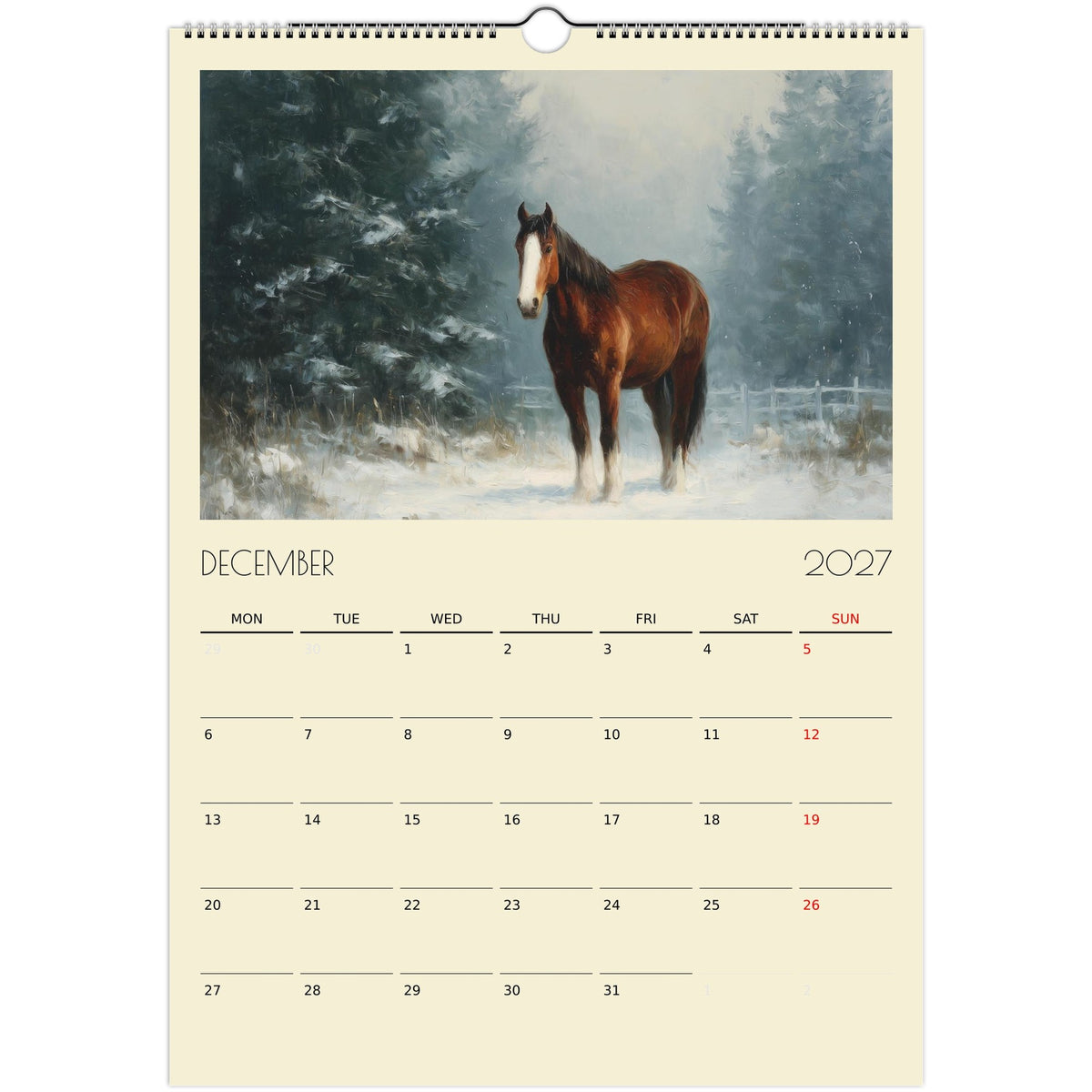 A3 impasto style horse artwork print from the 2027 Horse Art Calendar UK by Salt Air Gallery, showcasing vibrant horse imagery.